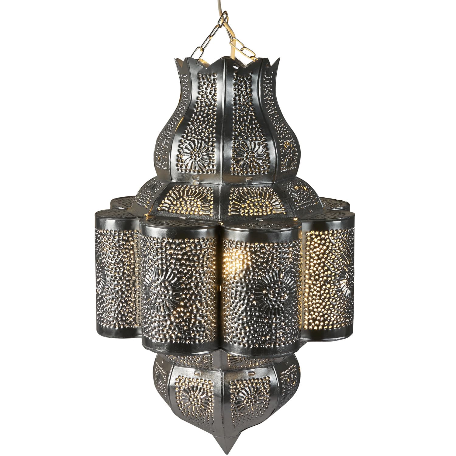 Marokkanische Deckenleuchte Harun Deko aus Metall in Silber 45 cm
