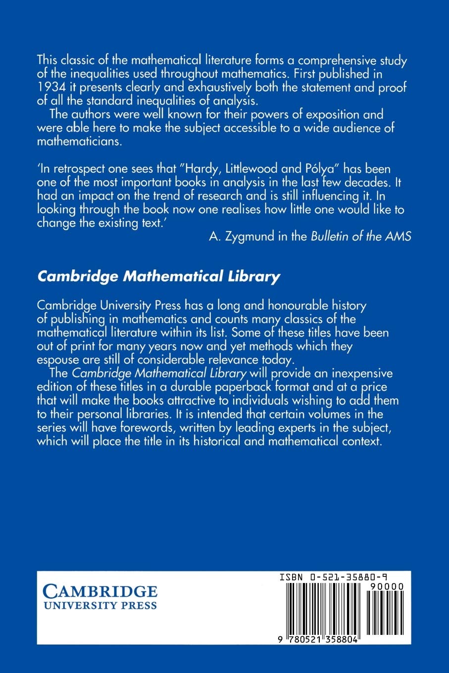 Inequalities (Cambridge Mathematical Library)