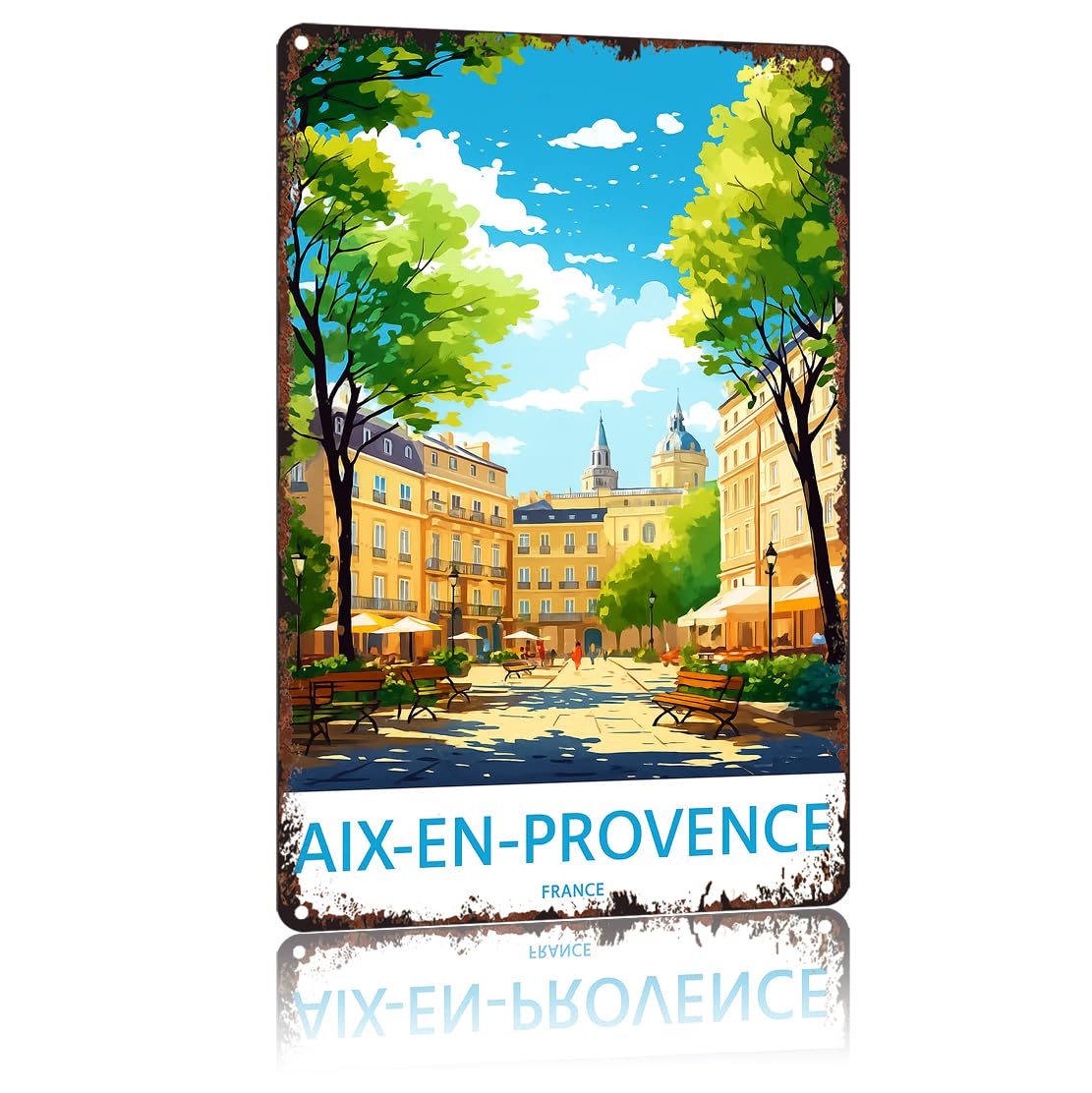 SMAZDFXX Aix En Provence Funny 8x12 Inch Vintage Aluminum Metal Tin Signs-For Living Room Kitchen Bedroom cafes Patio Porch Wall Decor