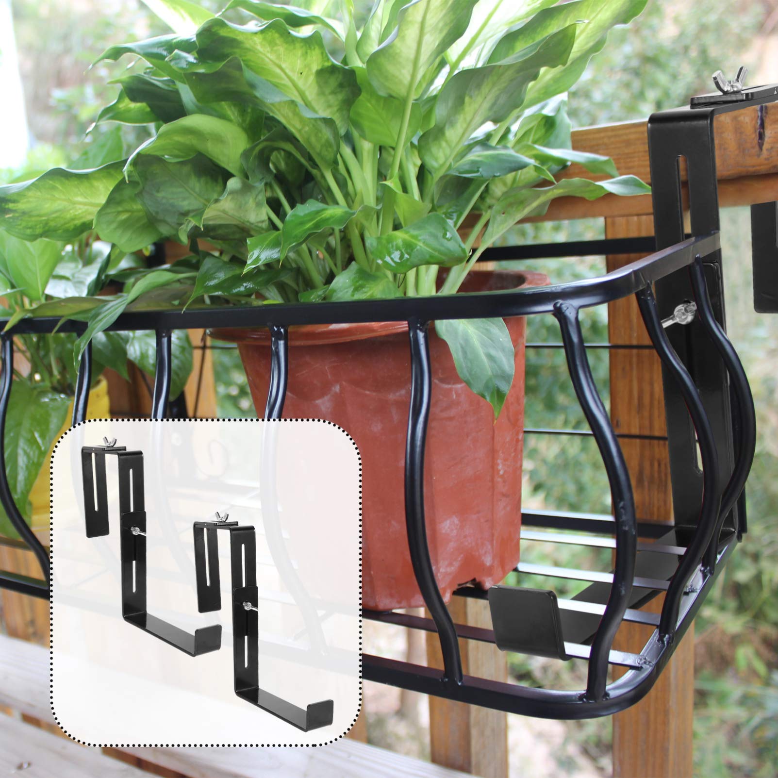 DOITOOL Rail Planter Box Bracket Window Flower Box Bracket Holder for Balcony Fence