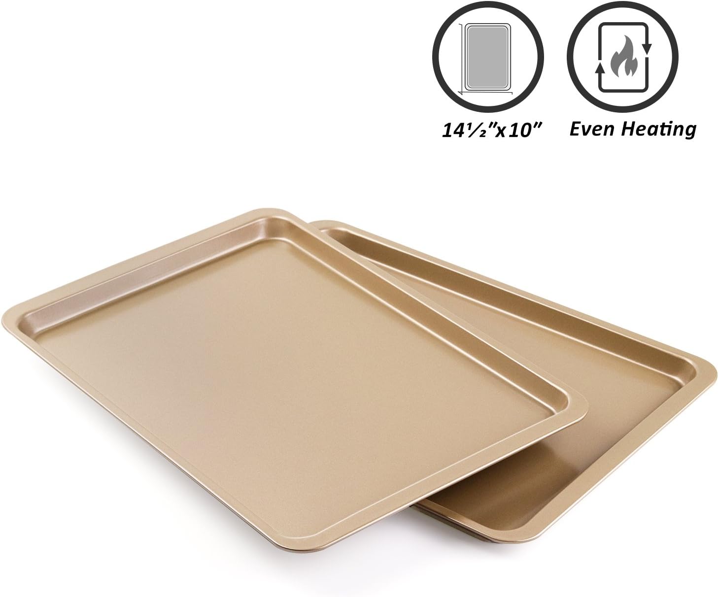 Baking Sheet Cookie Sheet Half Sheet Pan Baking Pans Heavy Duty Cookie Sheets Bakers Half Sheet Baking Pans Metal Sheet Pan for Baking Tray Roasting Sheets Quarter Sheet Pan Jelly Roll Pan (2 Pack)