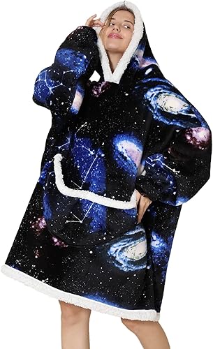 Miniatura 1 de Manta con capucha, sudadera de gran tamaño para adultos, mujeres y hombres, hecha de franela muy suave y cálida, con bolsillo y mangas, color