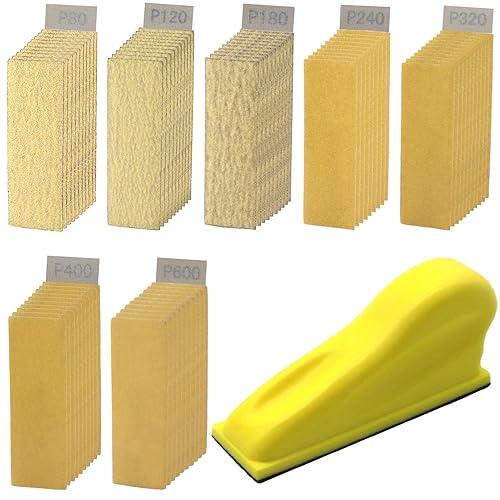 Miniatura 1 de Lijadora de micro detalles con 70 piezas de lija de grano 80 120 180 240 320 400 600, 3.5 x 1 pulgadas, micro lijadora de detalles para proyectos