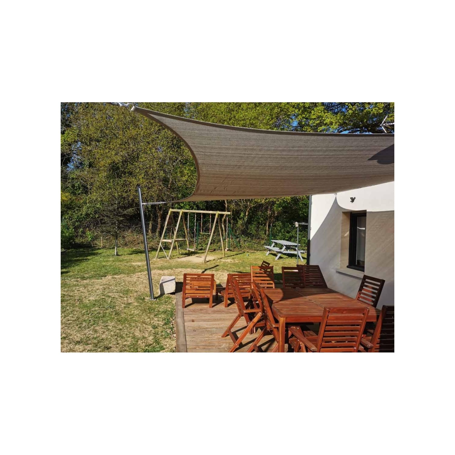 Vela Ombreggiante Quadrata in HDPE 4x4 m Cloud – Traspirante UV, Anelli Acciaio Inox, Antimuffa – Per Giardino e Terrazza