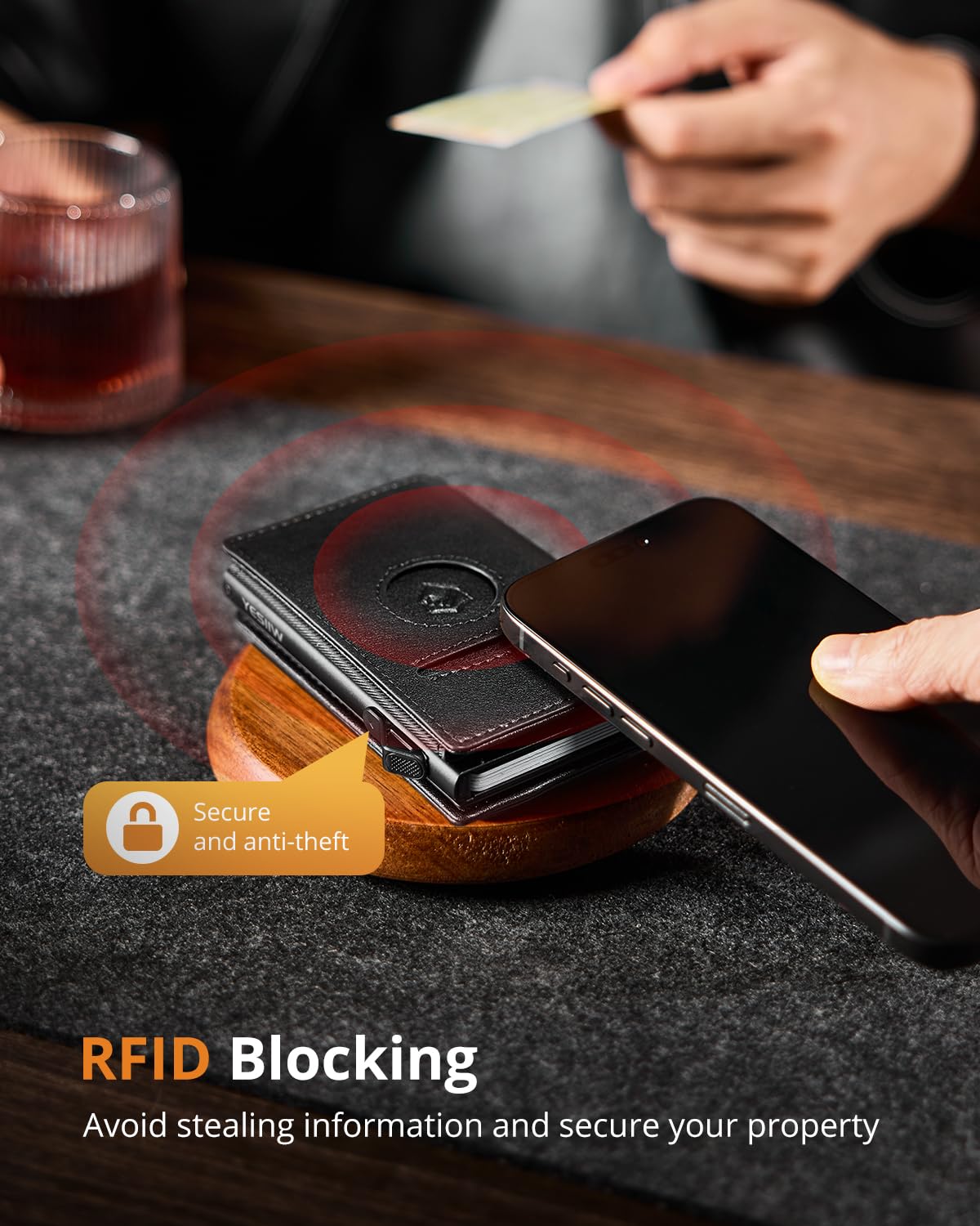 YESIIW Portafoglio Airtag per Apple Air Tag, Portafoglio Uomo con Blocco RFID Pop-up Porta Carte di Credito Uomo per 10 Cartes Portacarte Slim con Portamonete,(Nero)