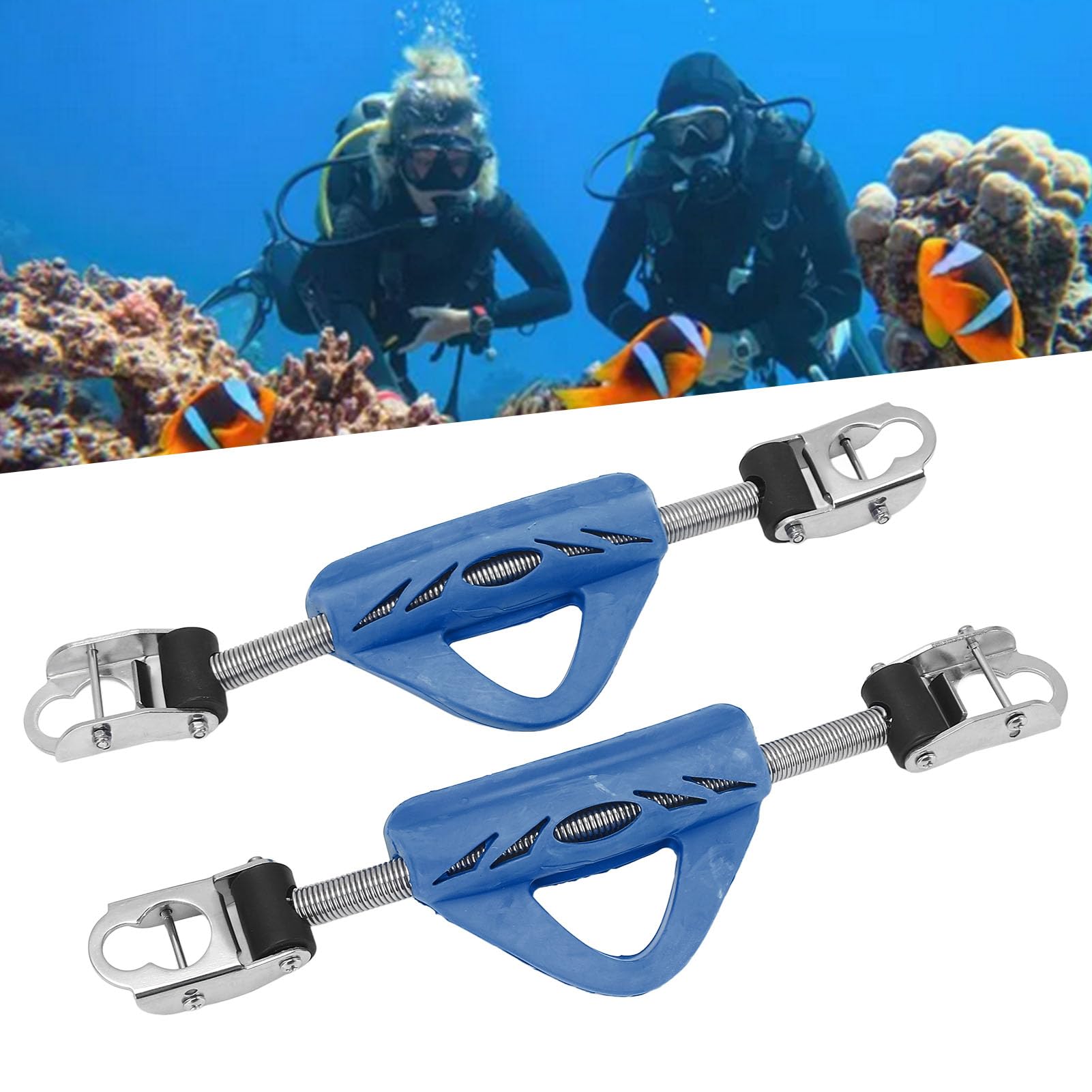 Alomejor Correa de Resorte de Aleta de Buceo de Acero Inoxidable con Correa de Talón Resistente para Aleta Jet, OMS para Buzos 2 Piezas