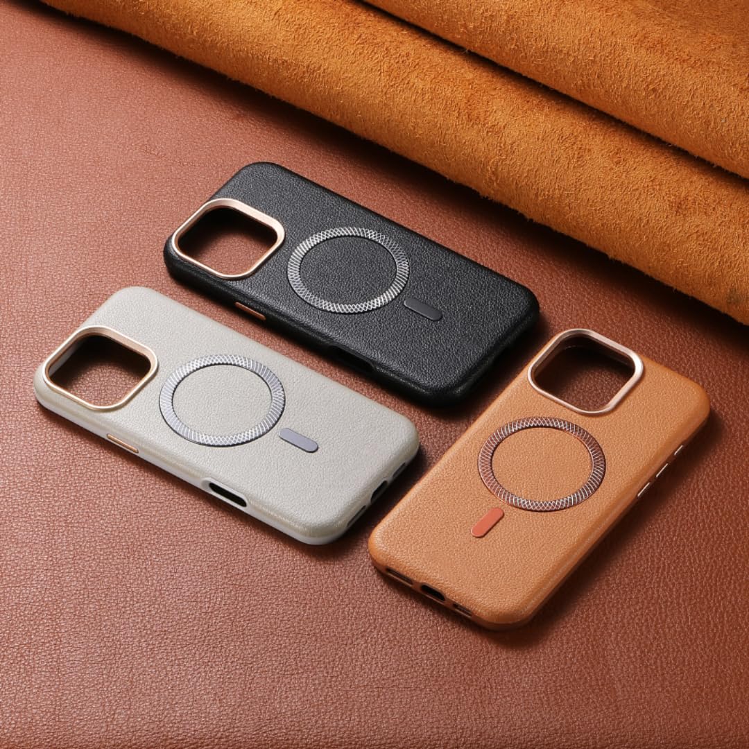 Custodia protettiva magnetica antiurto in pelle tinta unita di lusso per iPhone 16 (per iPhone 16/Nero)