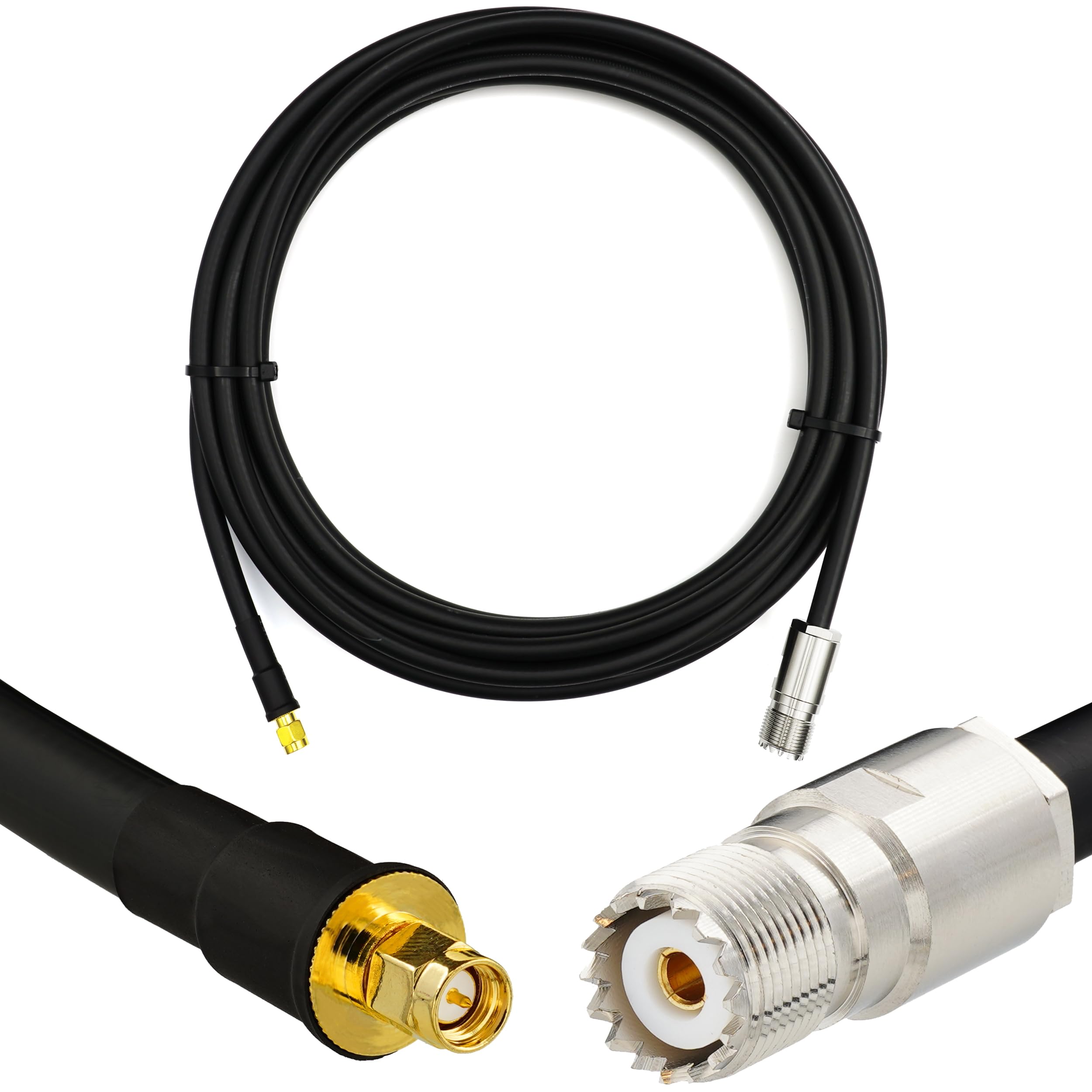 30m SO239 a SMA Maschio Cavo coassiale UHF impermeabile a bassissima perdita – prolunga 30 metri da esterno 8D-FB Ø11,1mm – per HAM cavo antenna CB radio analizzatore misuratore SWR VHF
