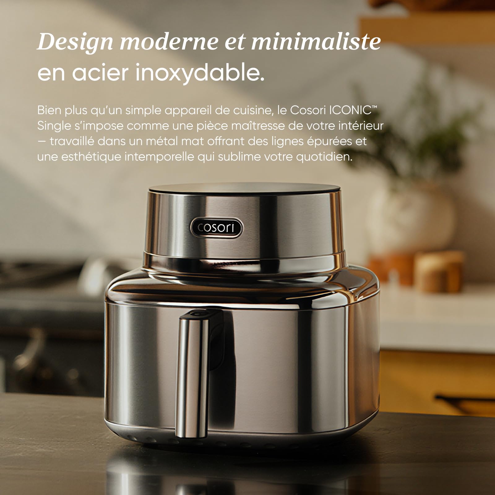 COSORI ICONIC Airfryer, 96% acier inoxydable, revêtement céramique sans PFAS ni BPA, Air fryer 7-en-1, jusqu’à 61% d’économie d’énergie, 50+ recettes, compatible lave-vaisselle, capacité 6,2 L