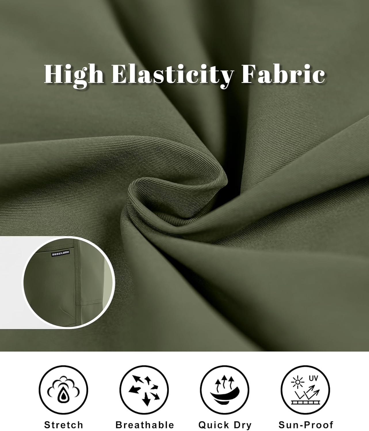 Susclude Cargo Pants for Men Summer Drawsting Casual Pants Lightweight Elastic Stretch Waist Durable Multipants with Pockets - Image 5