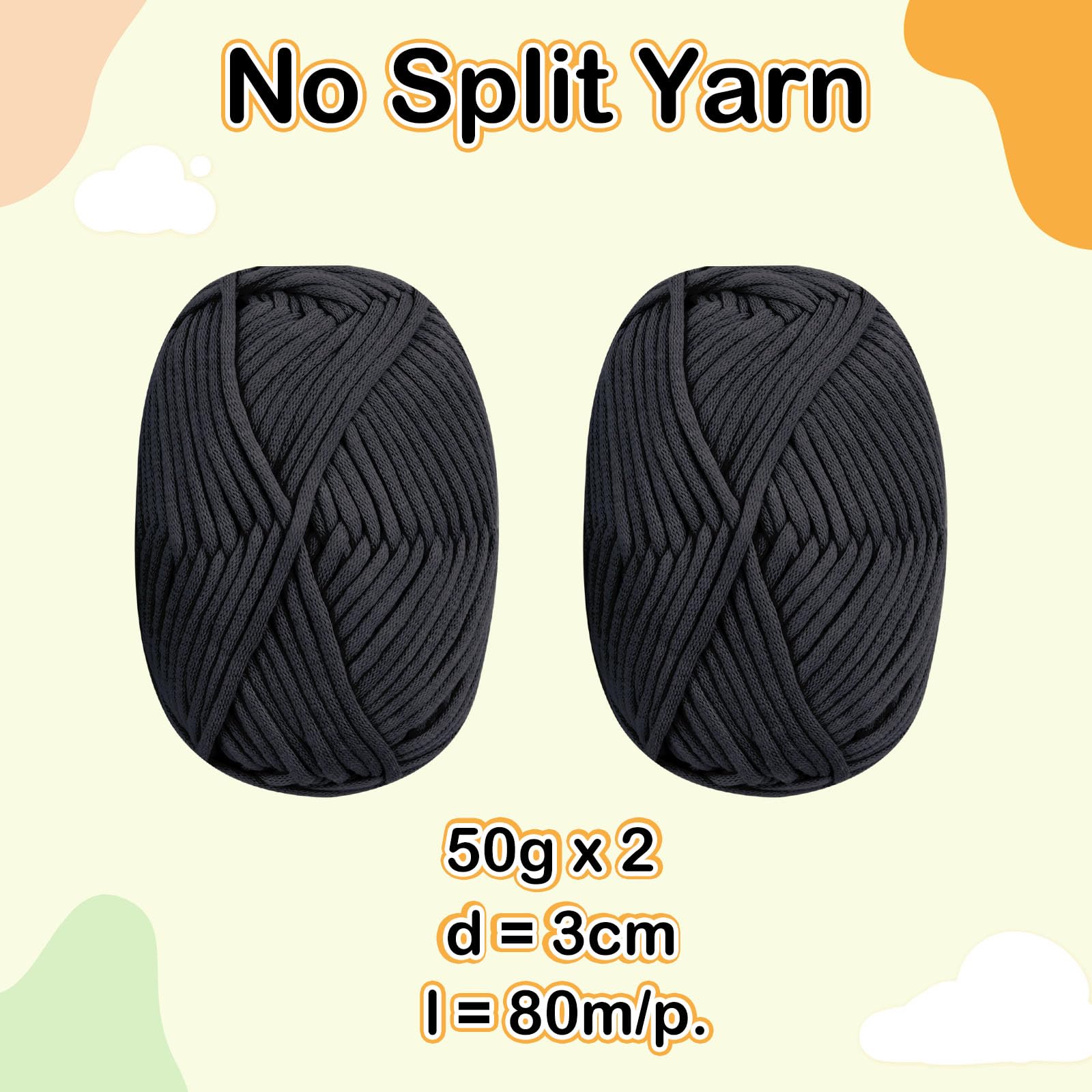 Renyiz Grof garen om te haken, 2 x 50 g, zachte dikke wol voor beginners en amigurumi-projecten, gemakkelijk haken, starterskit, lichtgrijs garen
