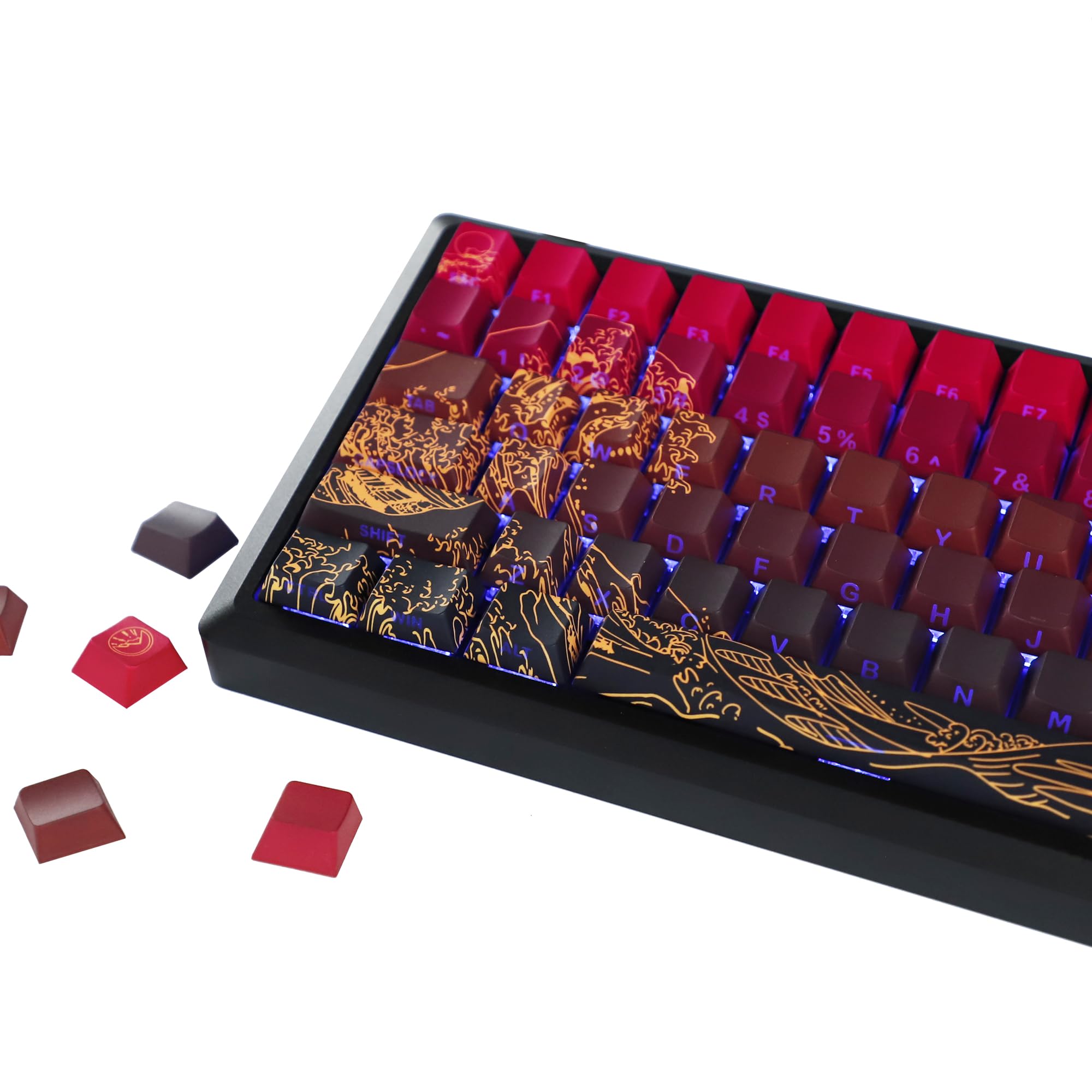 Amazon.com: YMDK Red Star Gold Coral Theme 134 Keys PBT+PC Keycaps