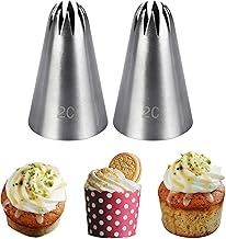 EBLLPA 2C # Star Piping Tips Set, 2PCS Closed Star Pastry Tip Large Icing Piping Tips Star Tips for Piping Large Piping Tips Set Cake Cupcake Decorating Tips Icing Tips for Frosting Cupcake Icing Tips