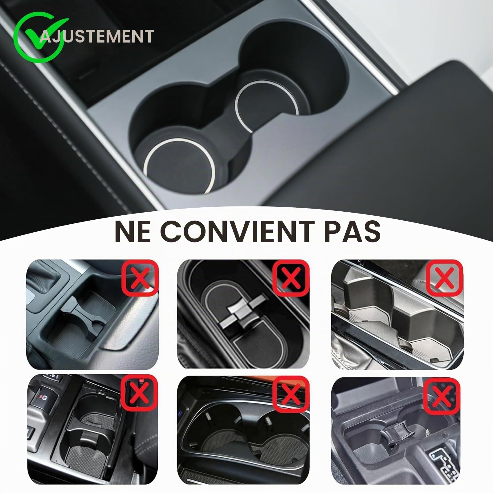 Plateau de voiture et bureau de voiture pour ordinateur portable, support de gobelet en bois rotatif à 360°, plateau de volant, accessoire de voiture pour femmes et hommes, compatible avec Tesla Model