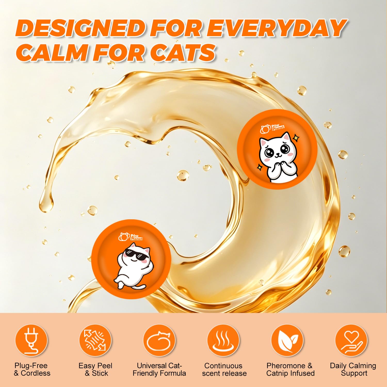 PAW PLANET Cerotti calmanti ai feromoni per gatti per promuovere il rilassamento, l'armonia e il legame tra più gatti, uso domestico quotidiano e non necessita di plug-in, ideale per viaggi e supporto