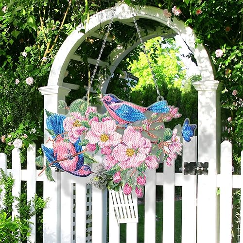 Miniatura 9 de Dije colgante de pintura de diamante de Pascua 5D para niños adultos principiantes arte de diamante letrero colgante de animales florales mosaico de