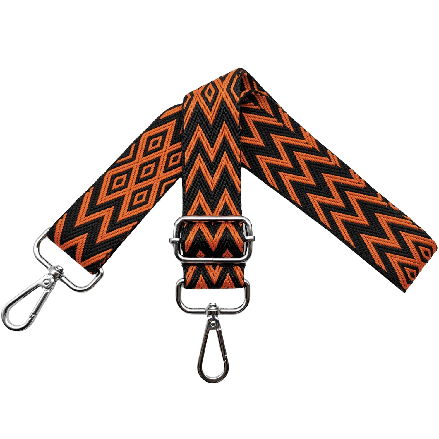 Bag Straps for Changing, Adjustable Shoulder Strap for Bags, Bag Strap Wide 3.8 cm Shoulder Strap with Carabiner Silver, Shoulder Strap for Women Carry Strap Bags DIY, Black/Orange, X23