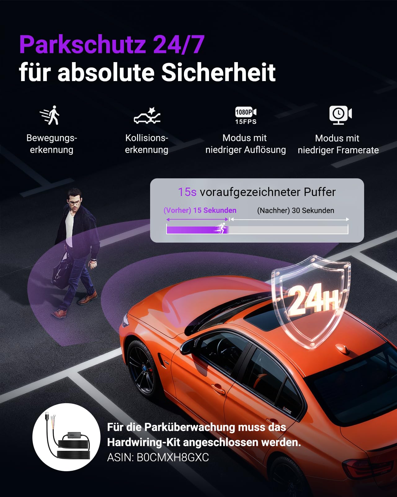 VANTRUE S1 Pro 2.7K 60FPS Dashcam Vorne STARVIS 2 Nachtsicht Versteckte | 5GHz WiFi Dash Cam Auto ADAS, Sprachsteuerung , GPS, 15 Sekunde Voraufnahme,24/7 Puffer Parkmodus, DSGVO-konform, Max 1TB