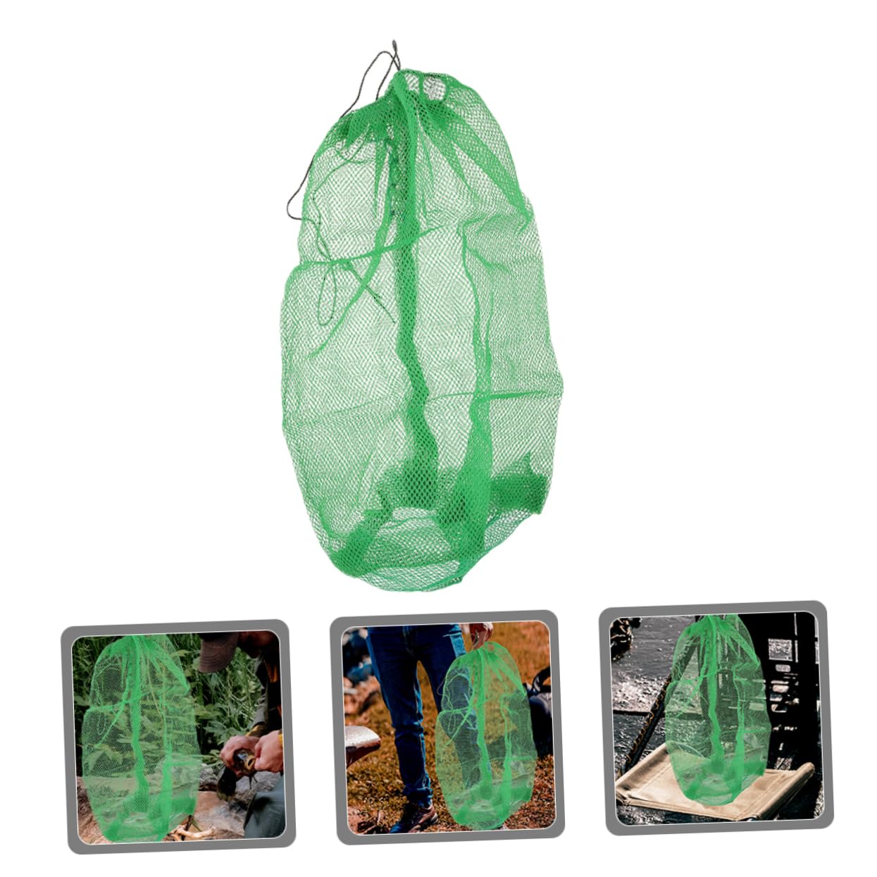 VICASKY Portable Fishing Net Bag with Drawstring Closure Capacity Nylon Fishing Catcher Net Easy to Operate Quick Drying Material for Outdoor Fishing Activities