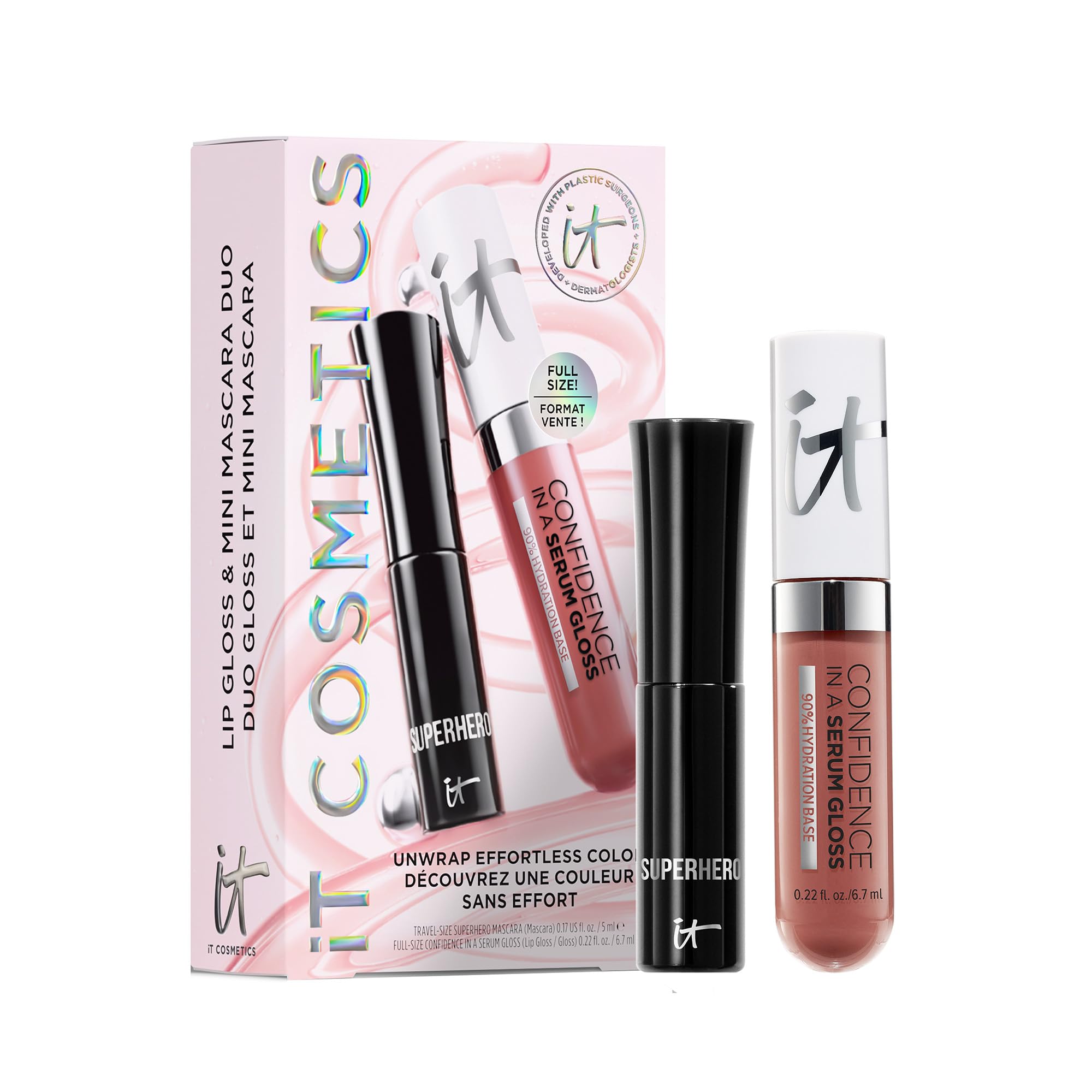 IT Cosmetics Unwrap Effortless Color Mascara + Lip Gloss Makeup Giftset