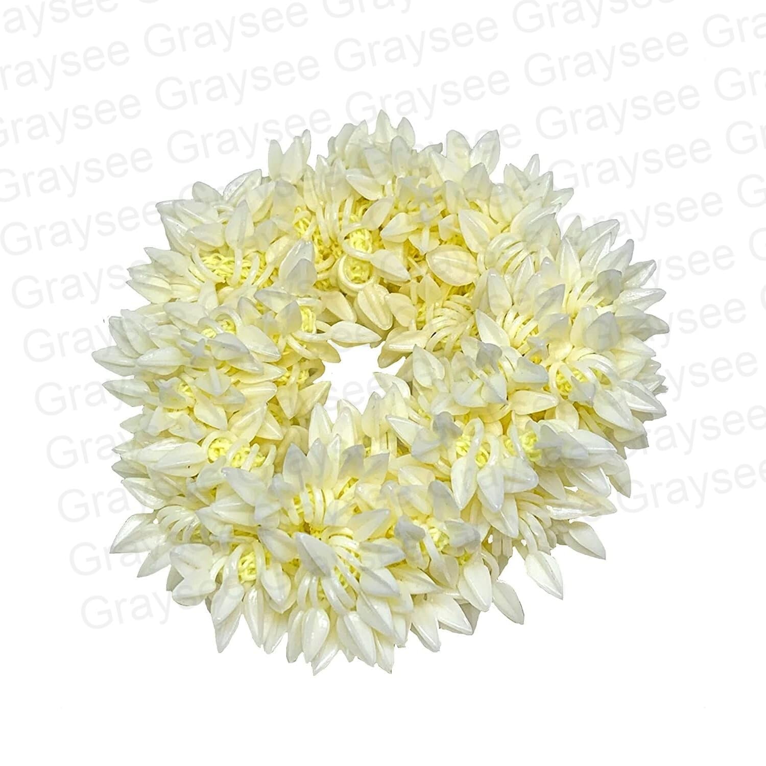 Graysee Scented Mogra Gajra Hair Accessories For Women & Girls - Hair Flower Bun Artificial Fake Gajra Scrunchies Rubber Band | Hair Braiders | Hair Gajra (Standard, Pack of 2) - Image 3 thumbnail