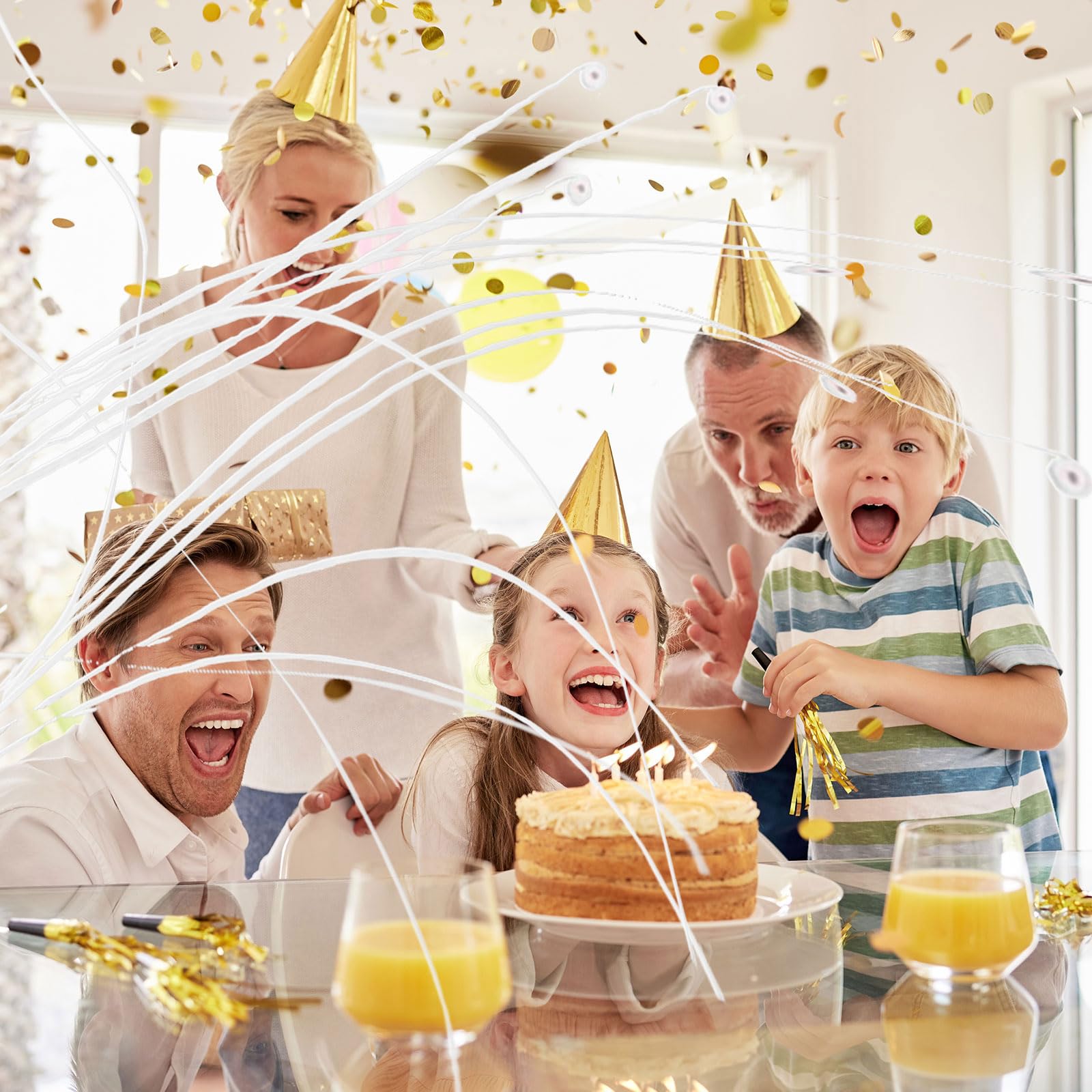 Stelle Filanti Carnevale, Hillylolly 10 Pezzi Spara Lancia Stelle Filanti Compleanno Sposa, Matrimonio, Facile da Pulire, per Compleanni, Matrimoni, Feste di Capodanno(Bianco)
