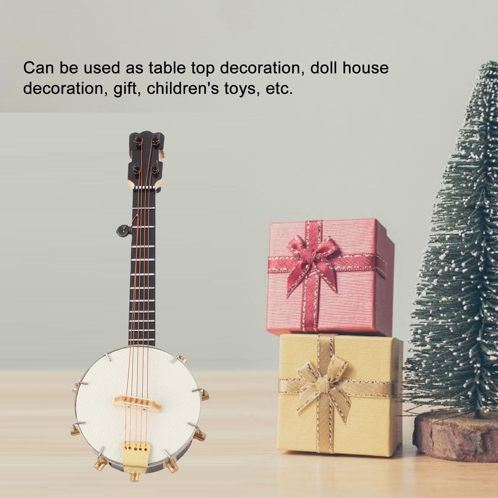 Modelo de Banjo en Miniatura Zenithaur con Soporte, Exquisita réplica de Guitarra de Madera de Mano de Obra para decoración y exhibición del hogar