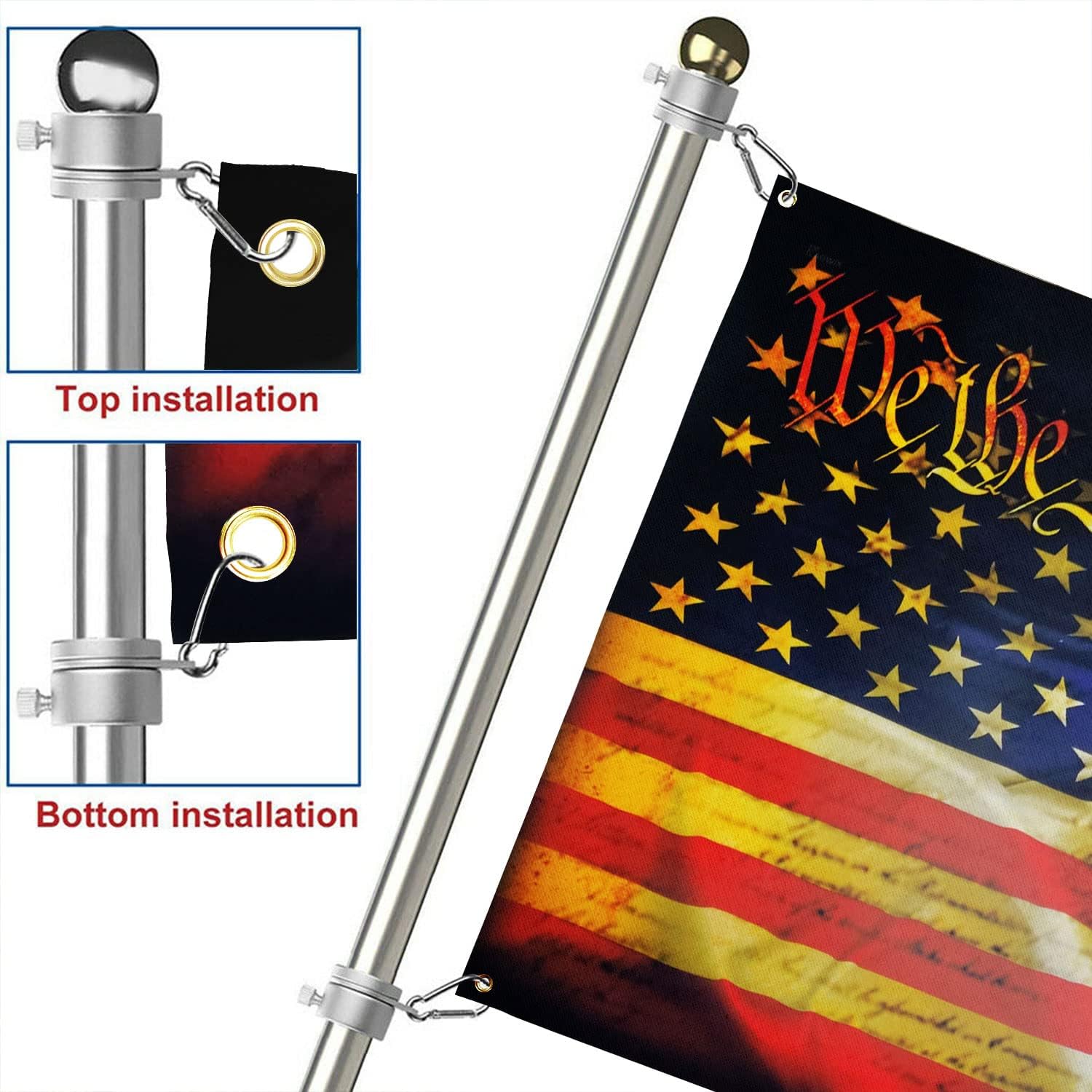 Flagwix American Patriotic Gadsden Flag - 5x8 ft Outdoor Decor - Heavy Duty Double Sided Canvas Fabric, We The People - July 4 Don't Tread On Me Art Decoration for Wall, Porch, Yard