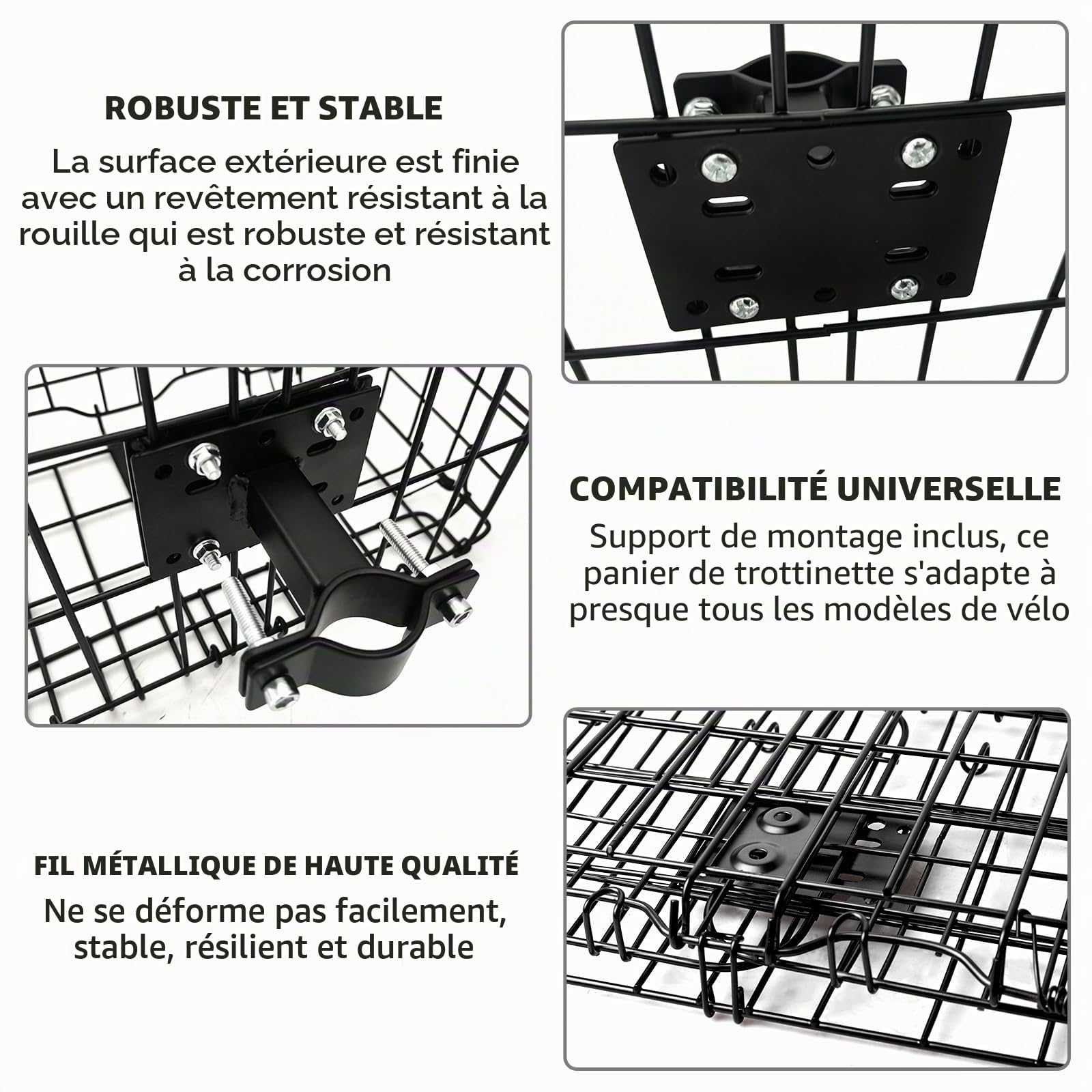 Panier Avant Trottinette Électrique, Panier Avant pour Trottinette 33,5×23×18cm, Panier de Trottinettes, Panier Avants Amovible Rapide pour Vélos Pliants Trottinettes