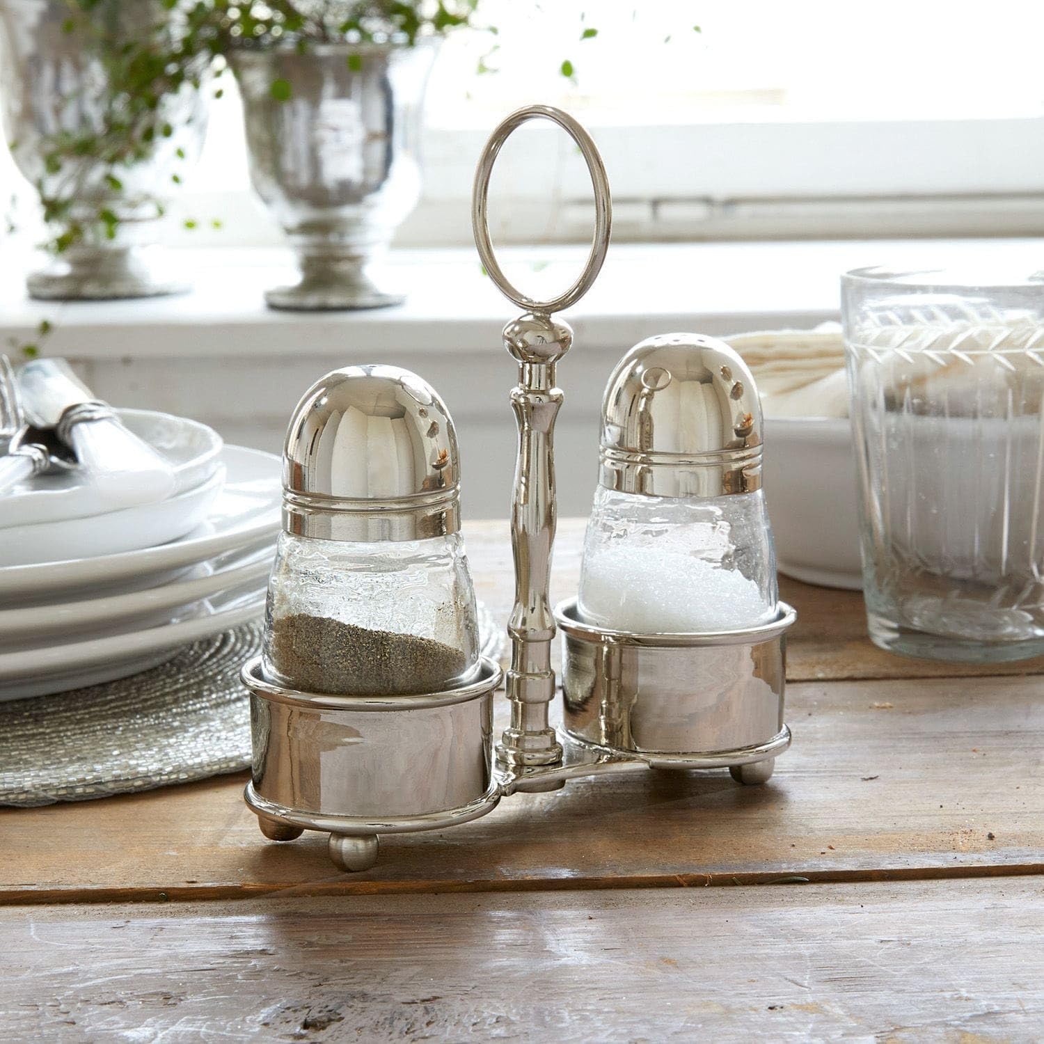 Image secondaire de LOBERON LOBERON Ménagère sel et poivre Beaune | Rangement pour sel et poivre | Ustensiles de cuisine en verre et laiton | Idéal