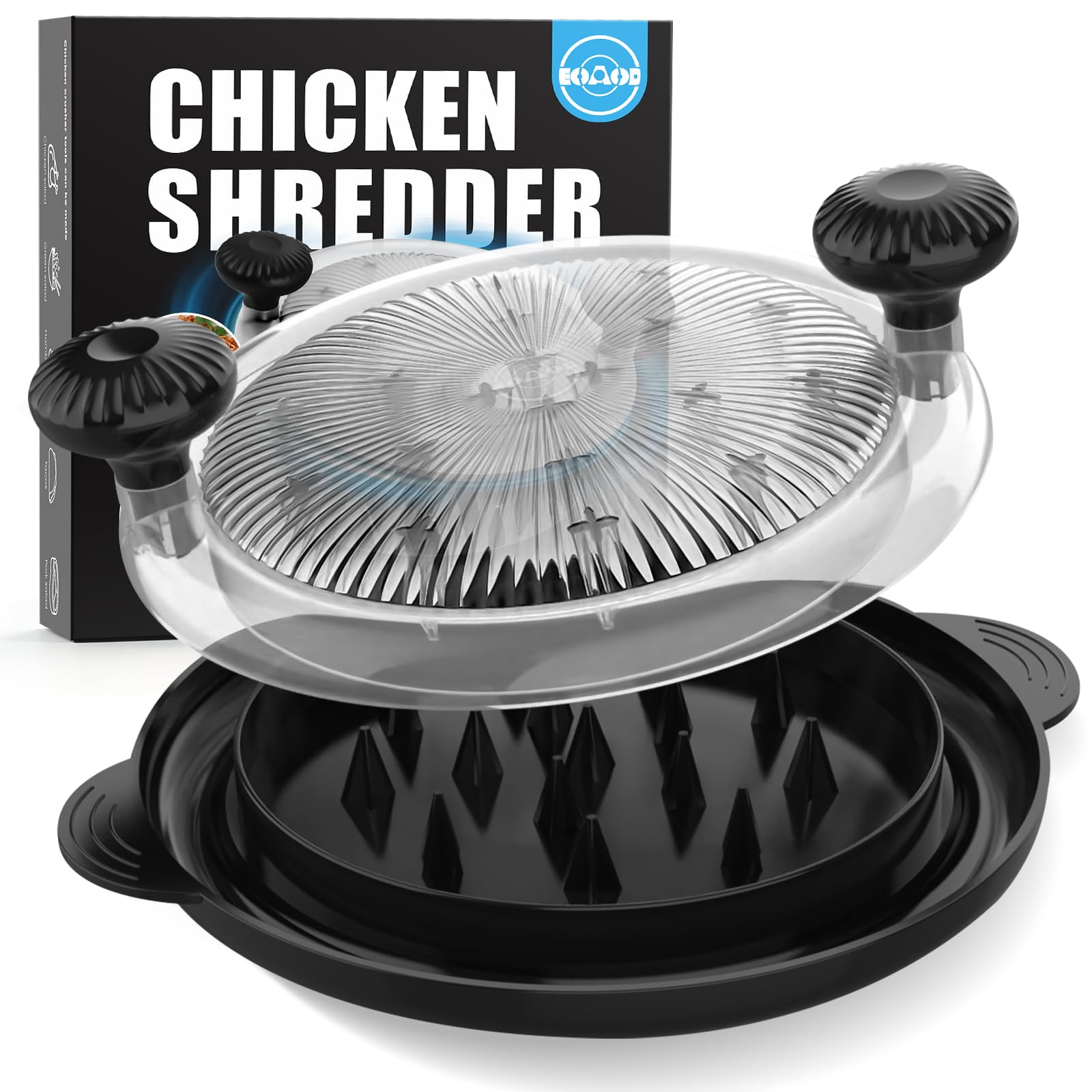 Chicken Shredder, 2025 Pro Chicken Breast Shredder Tool Twist Large, Visible Meat Shredder Machine with Widened Anti Slip Mat Fix, Suitable for Tocas, Buffalo Chicken Dip, Dishwasher Washable