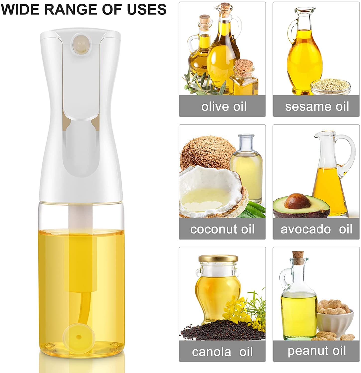 2 PACK Oliesproeier om te koken, 200 ml Olijfolie Dispenser Mister Fles, Hervulbare Keuken Azijn Spritzer Plastic Sproeier voor Airfryer BBQ Salade Bakken Roosteren Grillen