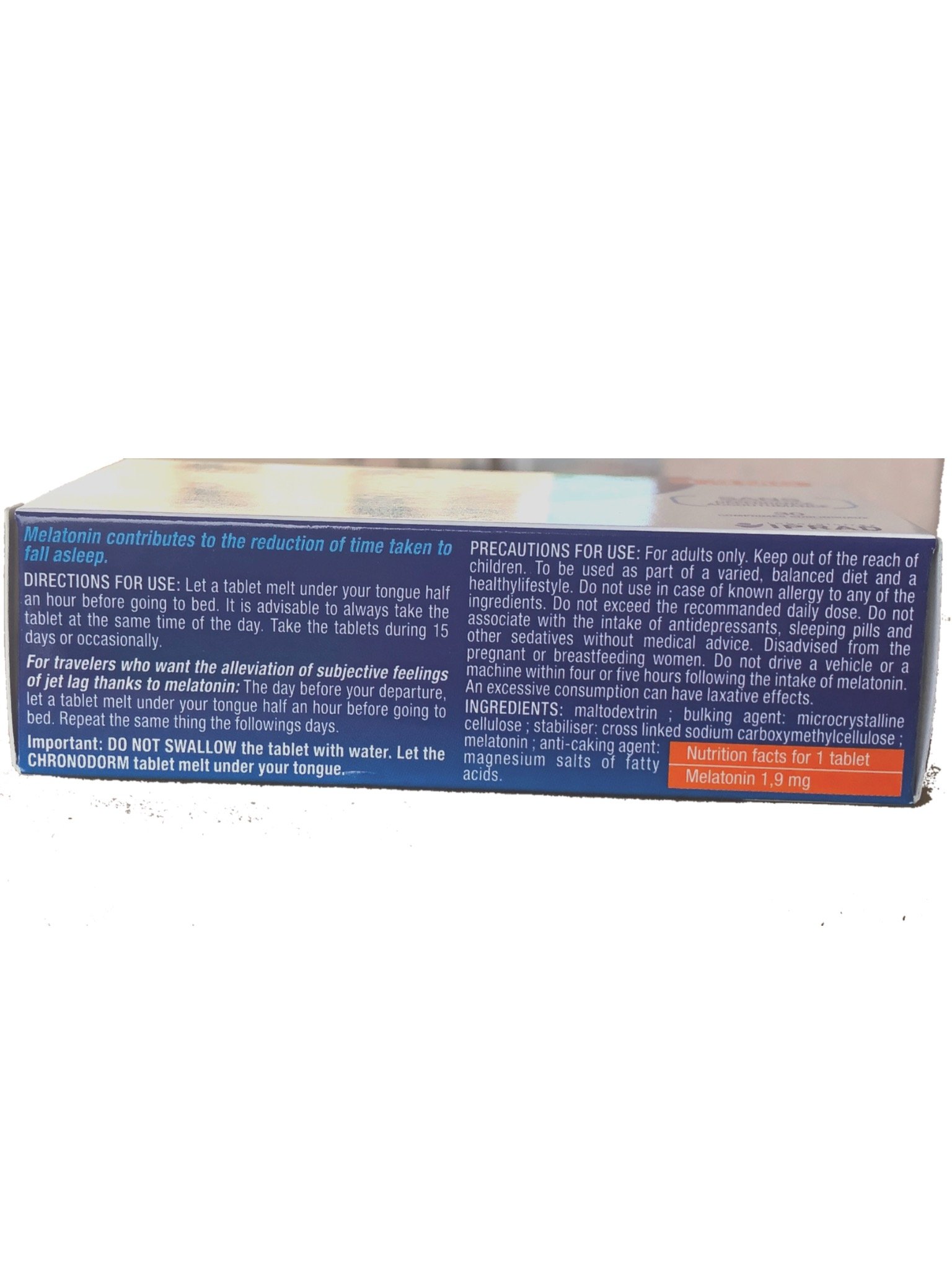 Chronodorm 1.9 mg - Nouveau Dosage - Contribue à réduire le temps d'endormissement - Lot de 3 Mois - 3 x 30 comp Sublinguaux