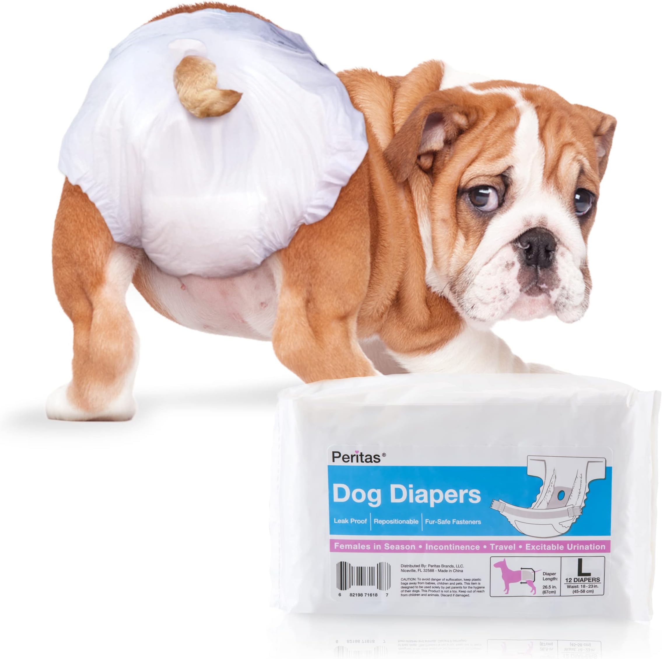 Disposable Dog Diapers | Female Dog Diapers |Puppy Diapers, Diapers for Dogs in Heat, or Dog Incontinence Diapers (12 Count, Large)