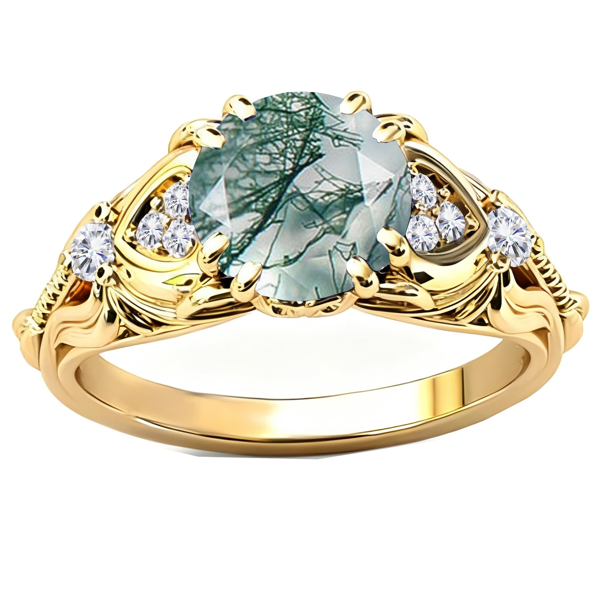 Gemstone Vintage Rings for Women s925 Sterling Silver Round Cut 1.0 Carat Gemstone with Moissanite Promise Engagement Anniversary Ring for Her