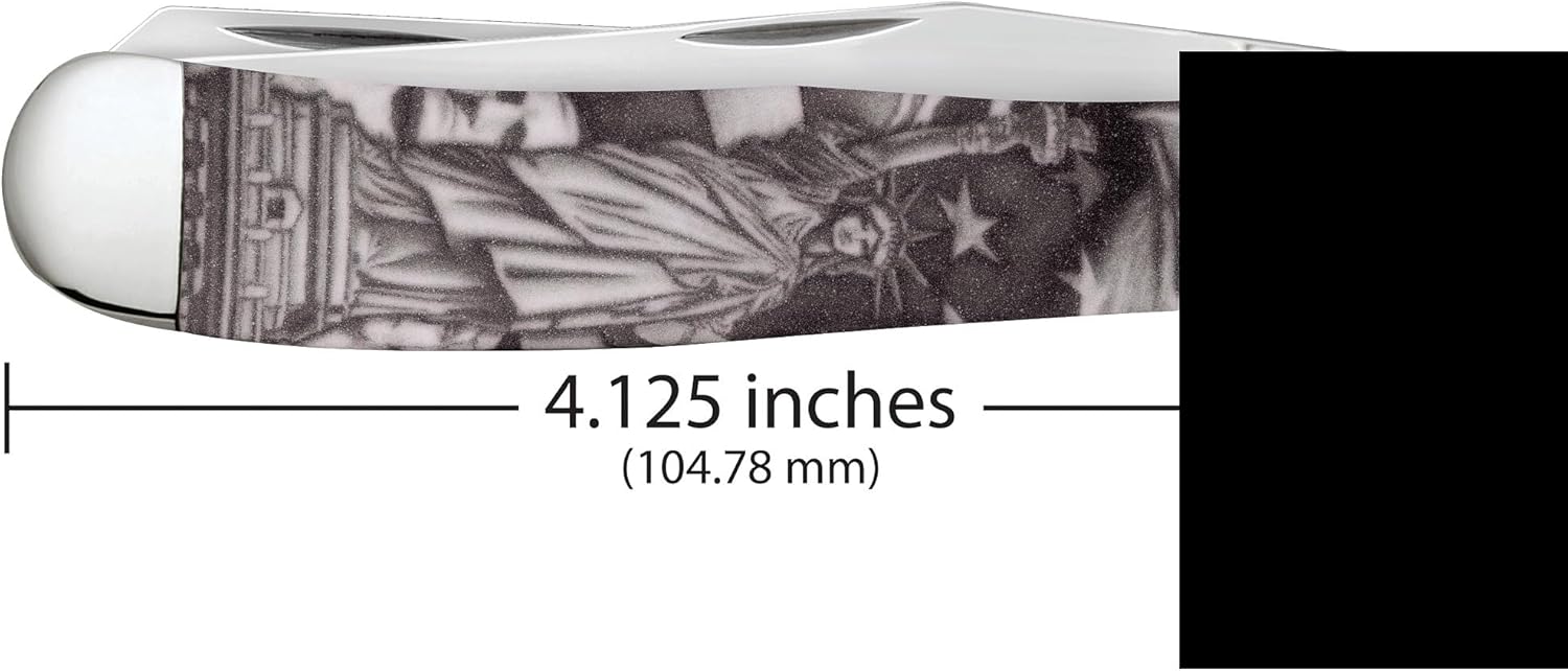 Case XX Pocket Knife STATUE OF LIBERTY CCI WHITE SYNTHETIC TRAPPER Item #10677-4254 SS - Length Closed: 4 1/8Inches