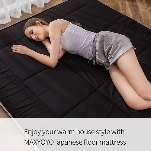 Miniatura 80 de MAXYOYO - Colchón tipo futón japonés, acolchado, para cama, extra grueso, plegable, transpirable, tumbona para el suelo, cama de invitados para Azul