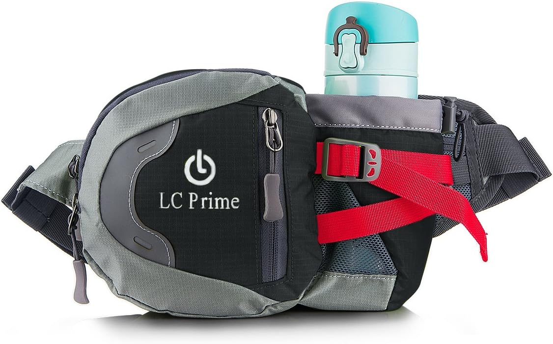 Waist Pack Fanny Pack Bum Bag Hip Pack Running Bag Waist Bag Running Belt Sack Water Resistant with Bottle (Not Included) Holder for Hiking Camping Dog Walking nylon fabric multicolored - by LC Prime