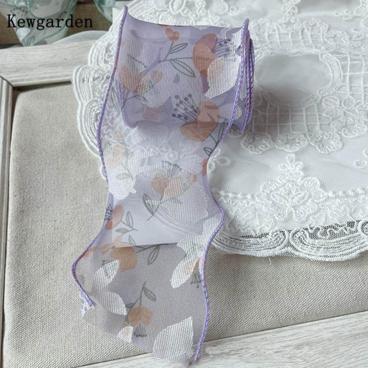 Cinta de Organza de Flores de 6,5-7cm Accesorios de Lazo para el Cabello DIY Materiales de Cinta Hechos a Mano para Embalaje de Regalo 28 Yardas-Azul,65mm