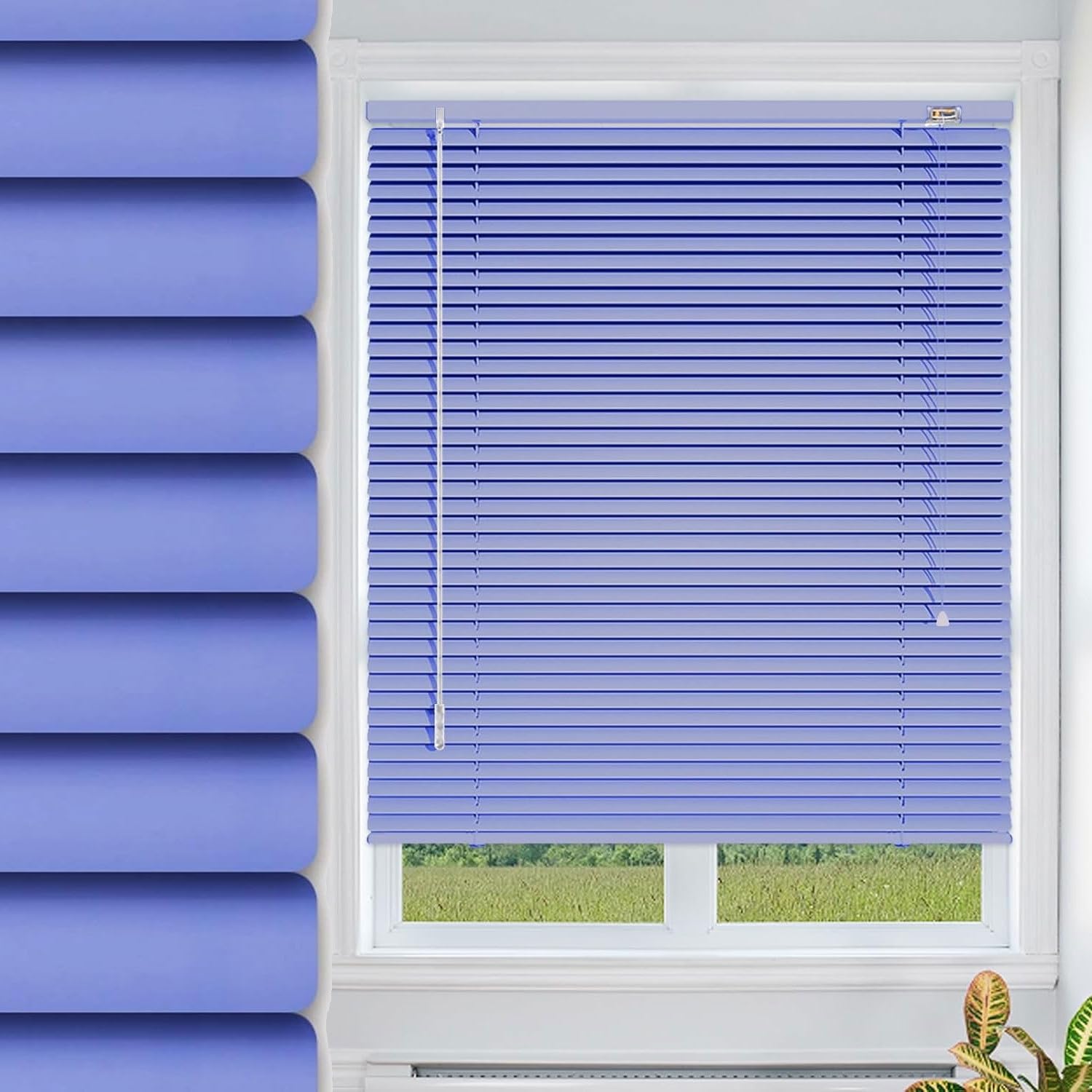 1" Slat Cordless Light Filtering Mini Blind Window Shades for Home Room Darkening Horizontal Mini Aluminum Blinds for Indoor Privacy Office Home