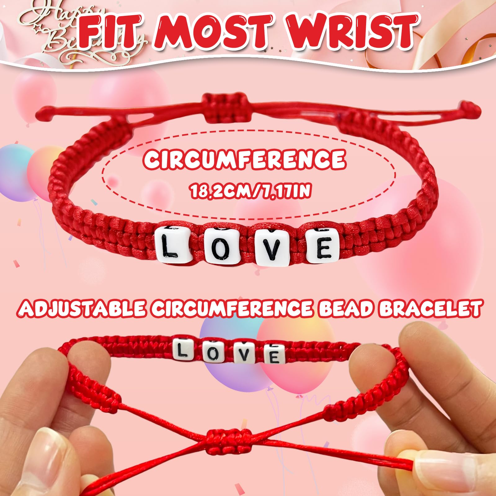 12 Pcs Friendship Beaded Bracelets Bulk with Birthday Cards Letter Inspirational Stretch Bracelets Adjustable Colorful Bracelet Y2K Summer Beach Elastic Bracelets for Women Girls Teens Party Favors
