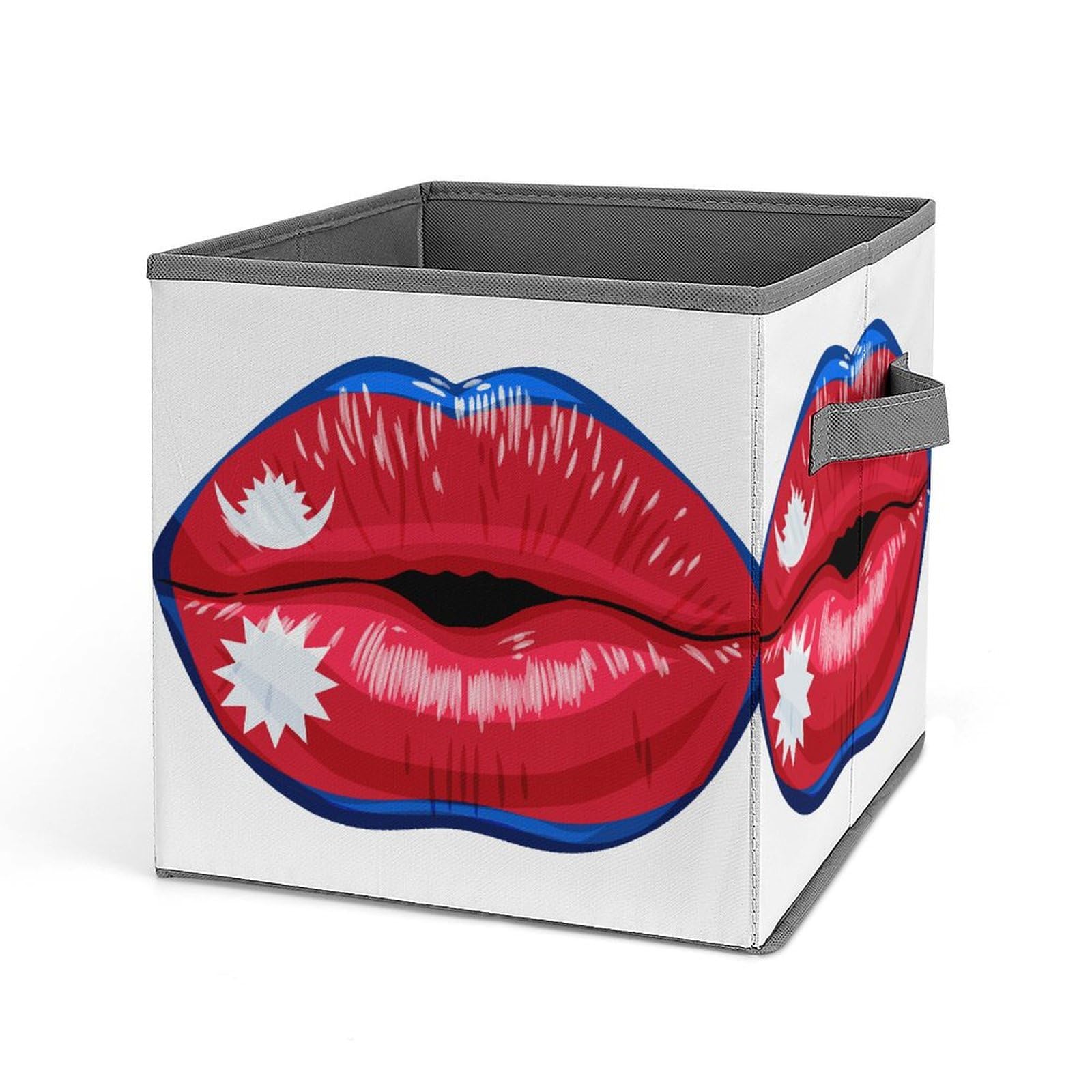 Nepal Flag Lips Foldable Storage Bins 10.6 Inch Fabric Cube Baskets for Home and Dorm Roo…