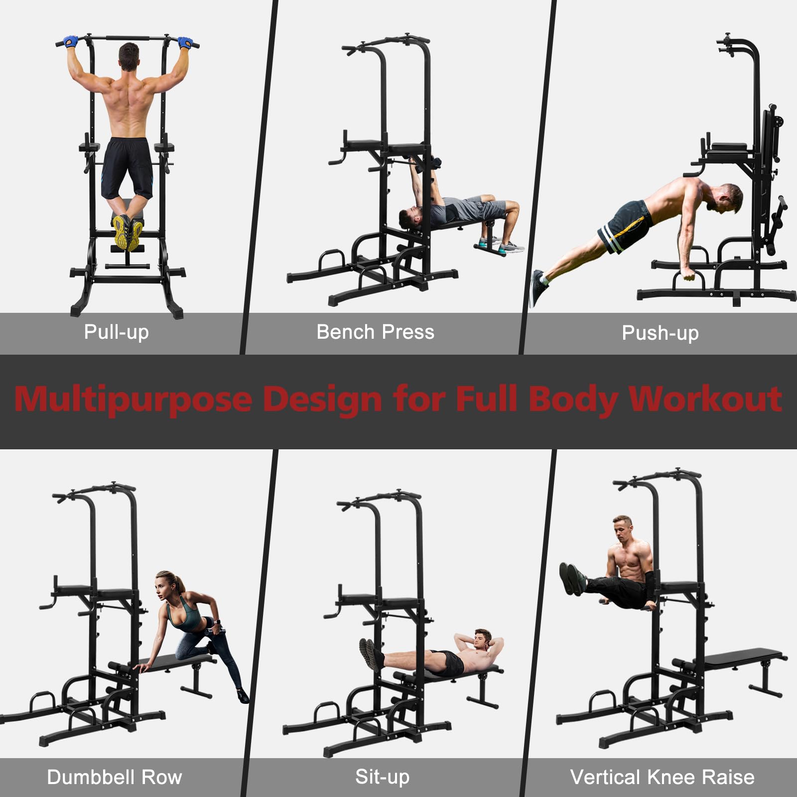Generisch Klimmzugstange höhenverstellbar 154-207cm, 3in1 Multifunktions Kraftstation mit Trainingsbank & Hocker, Stabiler Krafttrainingsgerät für Ganzkörpertraining Zuhause