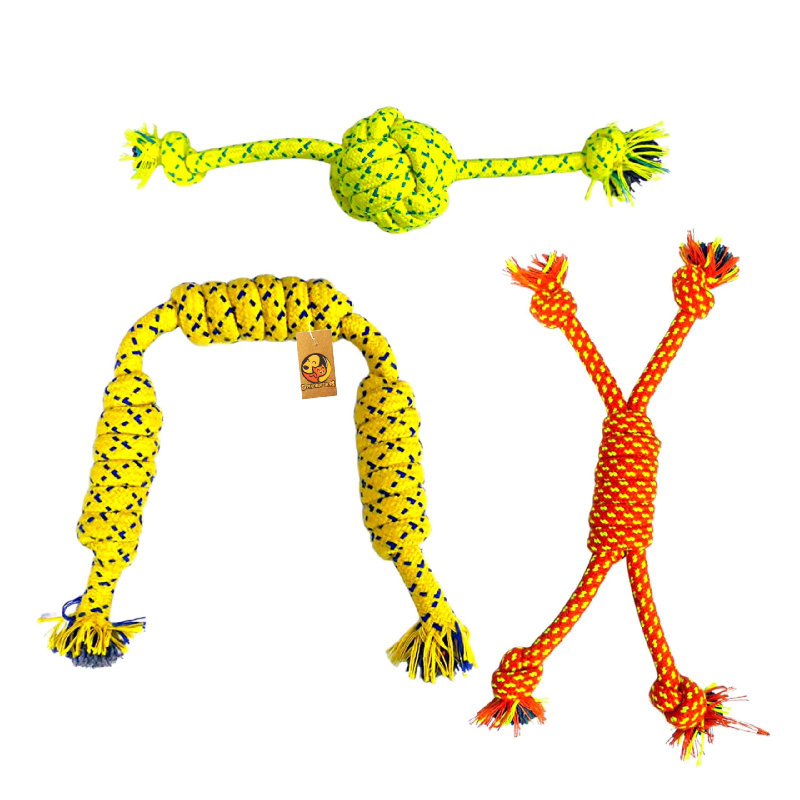 Foodie Puppies Aggressive Chewers, Teething Chew Tug Durable Interactive Natural Cotton Rope Toys for Small/Medium Dogs (Combo of 3) | (Color May Vary) (B09TKFCXM9) Amazon Price History, Amazon Price Tracker