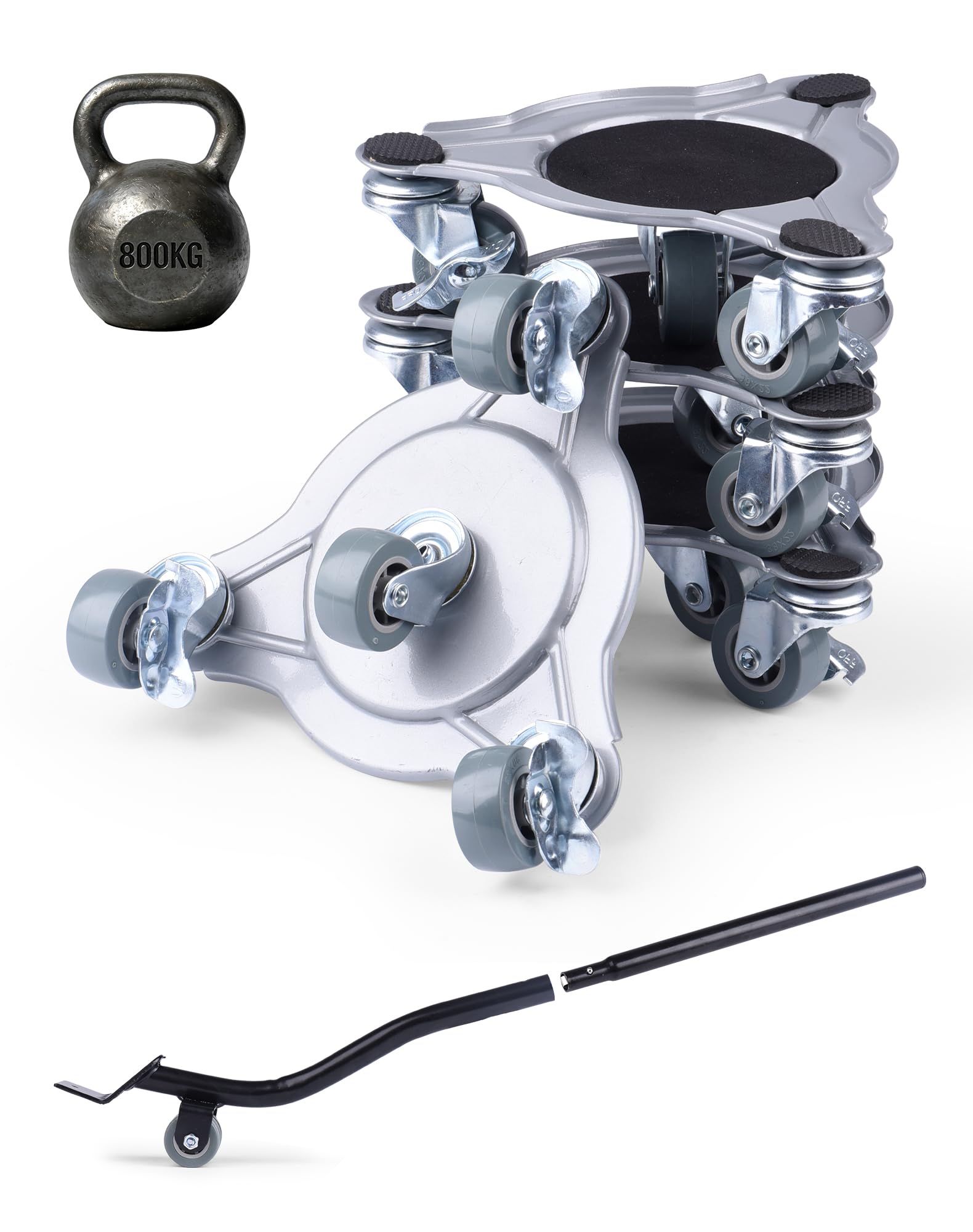 Kit Sollevatore Mobili Con Ruote – Fino A 800 kg, Ruote Per Mobili Pesanti Con Rotelle Girevoli A 360° E Freno, Per Spostare Mobili, Frigorifero E Lavatrice