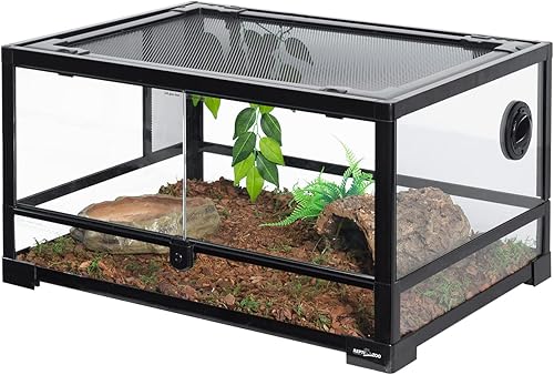 REPTI ZOO Tanque de reptiles de vidrio completo de 20 galones, terrario de reptiles de apertura frontal, 24 x 18 x 12 pulgadas, puertas de apertura