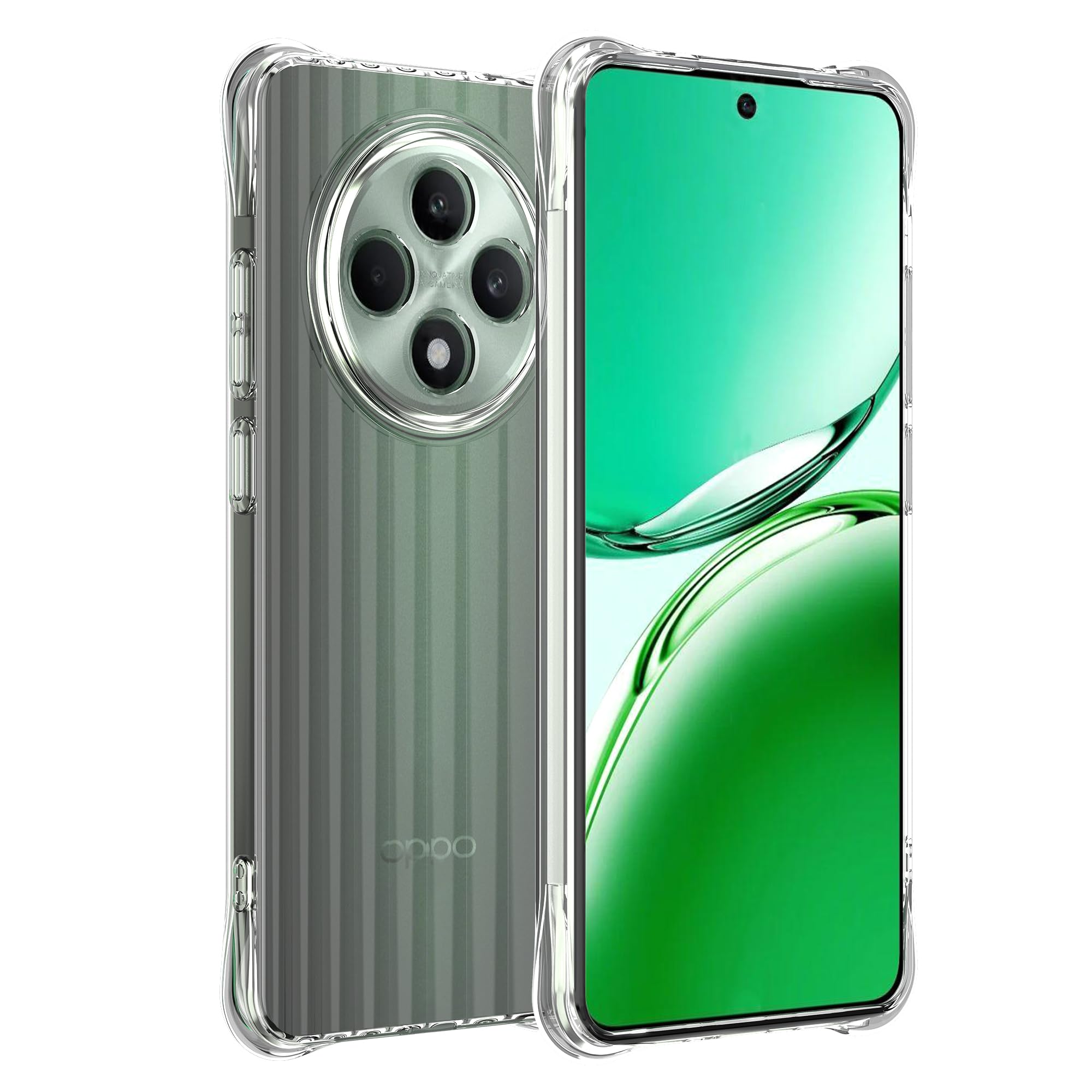Effcotuo Mobile Phone Case for OPPO Reno 12F 5G, Transparent, TPU, Slim fit, Wireless, Back Cover