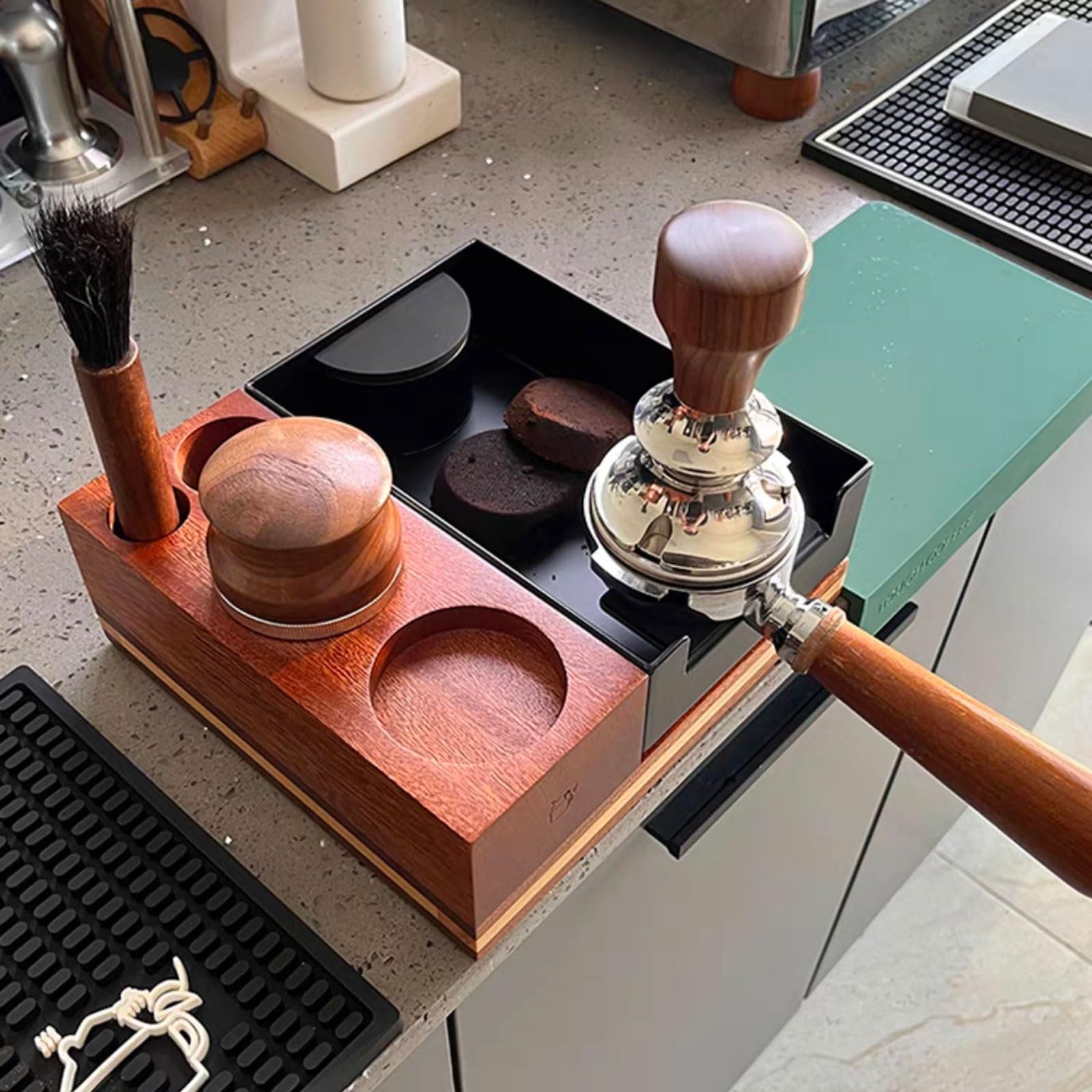 Stacja tamper do espresso, 58 mm tamper do kawy, akcesoria do espresso, dozownik kawy do idealnie kompaktowych fusów do kawy, profesjonalne narzędzia dla baristów