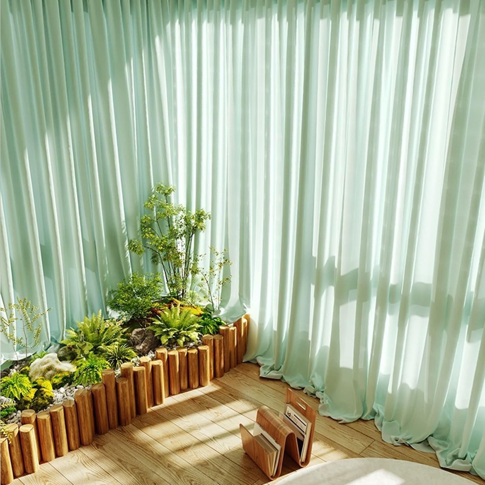 Daesar 2 Pannelli Tende Trasparenti per Interni 214 CM Altezza, Tenda Salotto Moderno con Occhielli Tinta Unita Tende Finestre per Camera da Letto e Soggiorno, Verde 132x214CM