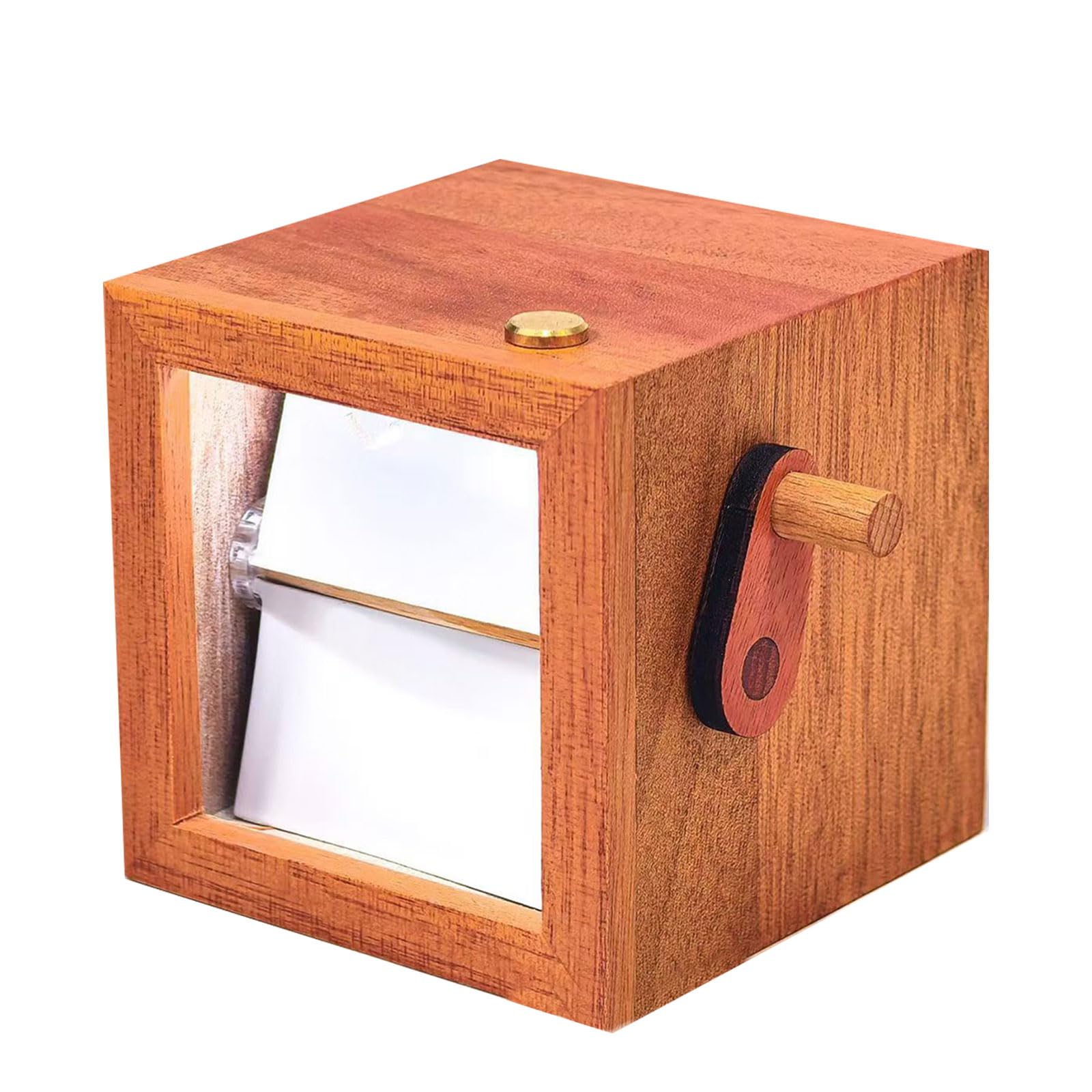 Xjdzineq Hand Crank Photography Album Vintage Wooden Photo Flipbook Frame for Documenting Adventure Celebration Desktop Decors Wooden Photo Album